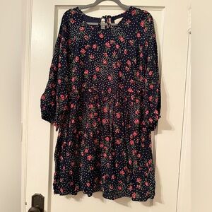 Sezane Navy Floral Dress